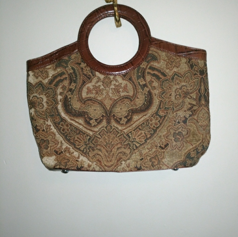 Vintage Fossil tapestry hand bag